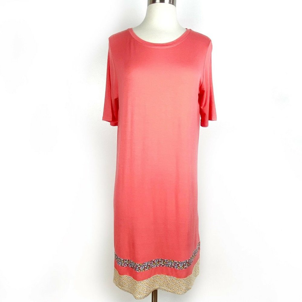 NWT‎ CUDDL DUDS JERSEY PRINT MIX DRESS CORAL XS